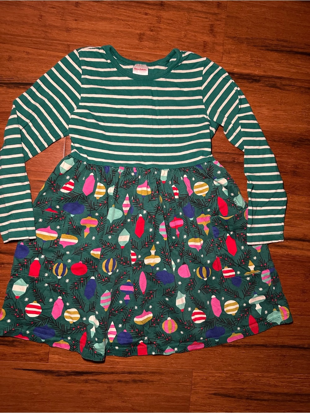 Hanna Andersson Teal and White Striped Tee
